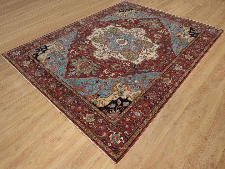 7'9" x 10'2" New Hand Knotted Red Wool Rectangle Oriental Rug - MOA10291945