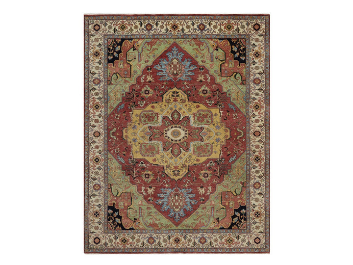7'10" x 10'1" New Hand Knotted Red Wool Rectangle Oriental Rug - MOA10291946