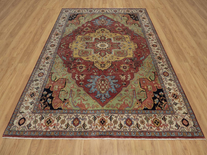 7'10" x 10'1" New Hand Knotted Red Wool Rectangle Oriental Rug - MOA10291946
