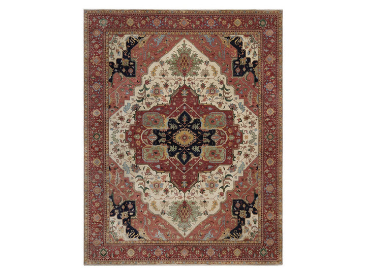 11'10" x 15'3" New Hand Knotted Ivory Wool Rectangle Oriental Rug - MOA10291947