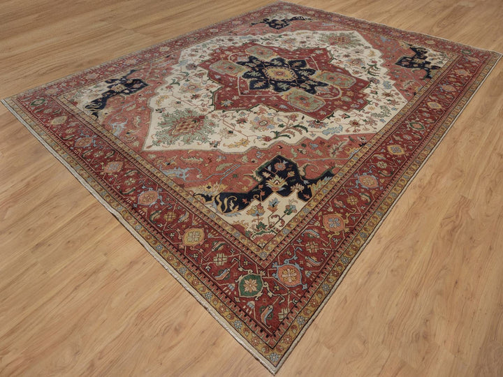 11'10" x 15'3" New Hand Knotted Ivory Wool Rectangle Oriental Rug - MOA10291947