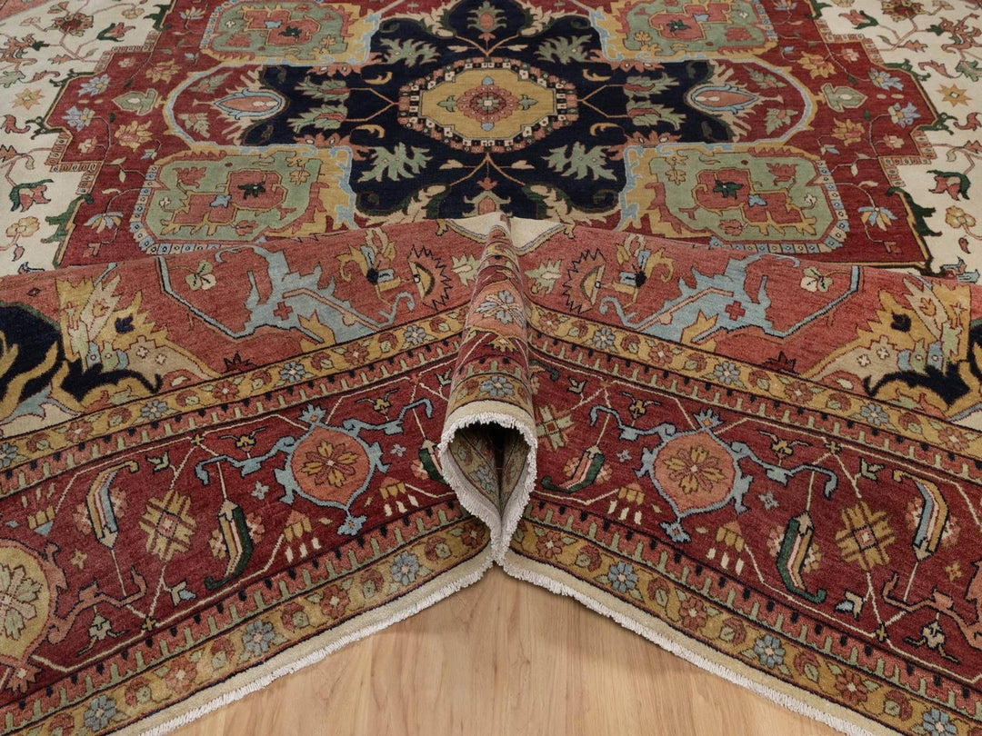 11'10" x 15'3" New Hand Knotted Ivory Wool Rectangle Oriental Rug - MOA10291947
