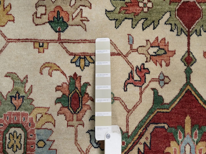 11'10" x 15'3" New Hand Knotted Ivory Wool Rectangle Oriental Rug - MOA10291947