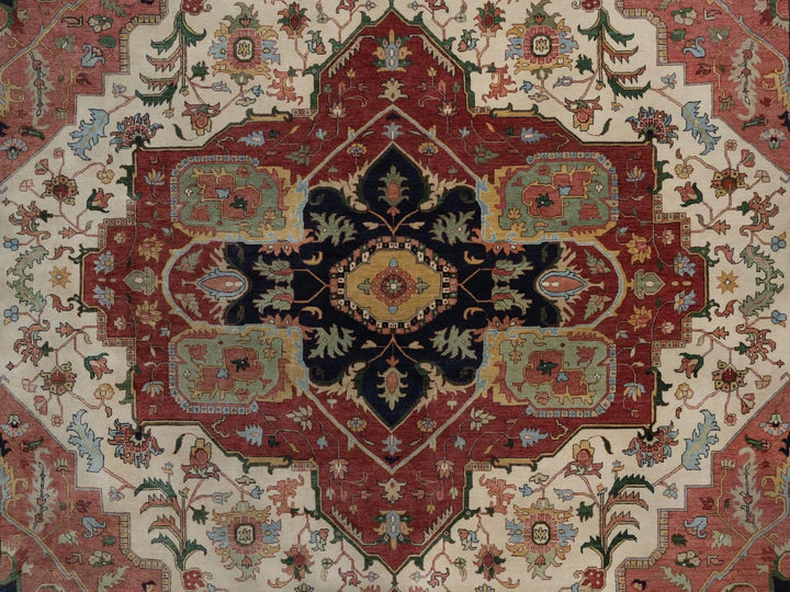 11'10" x 15'3" New Hand Knotted Ivory Wool Rectangle Oriental Rug - MOA10291947