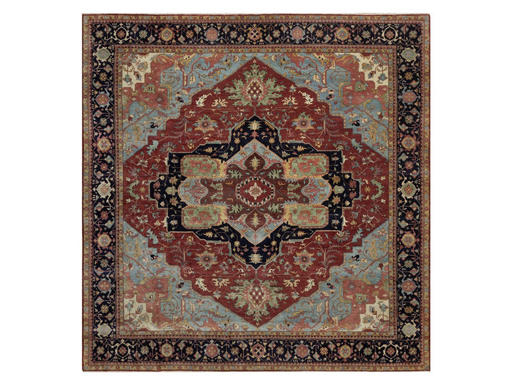 13'11" x 14'2" New Hand Knotted Red Wool Square Oriental Rug - MOA10291948