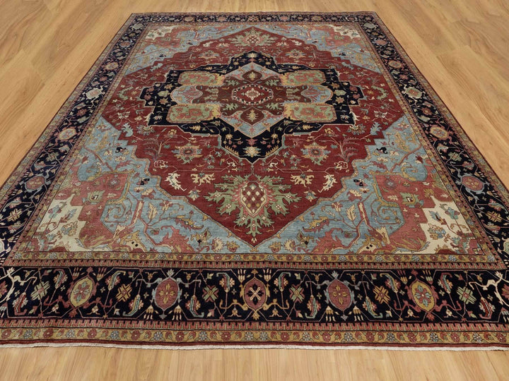 13'11" x 14'2" New Hand Knotted Red Wool Square Oriental Rug - MOA10291948