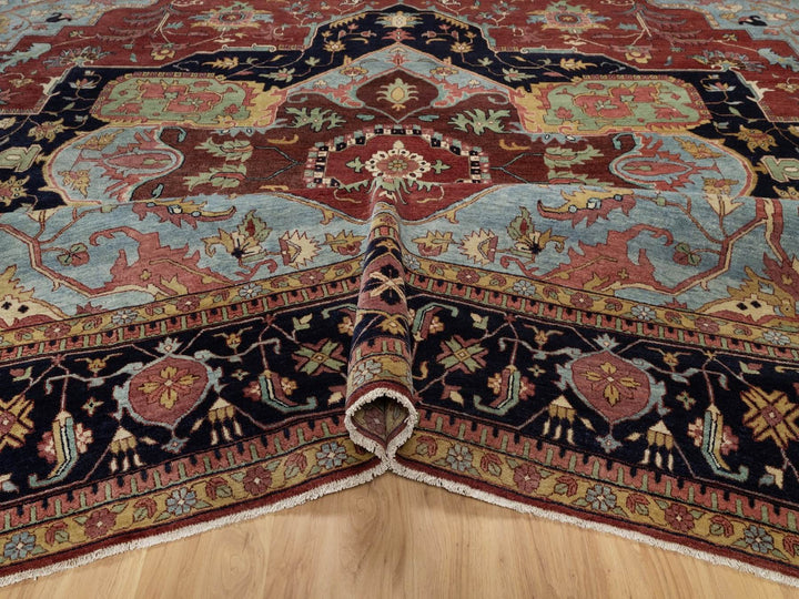 13'11" x 14'2" New Hand Knotted Red Wool Square Oriental Rug - MOA10291948
