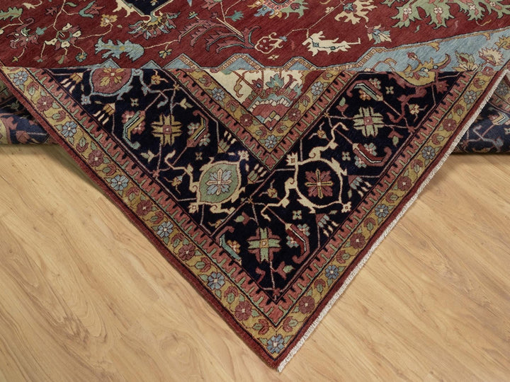 13'11" x 14'2" New Hand Knotted Red Wool Square Oriental Rug - MOA10291948