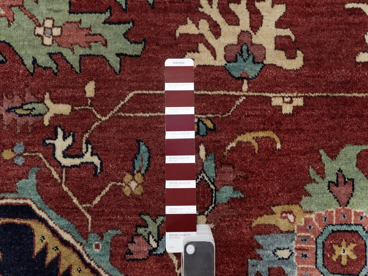 13'11" x 14'2" New Hand Knotted Red Wool Square Oriental Rug - MOA10291948
