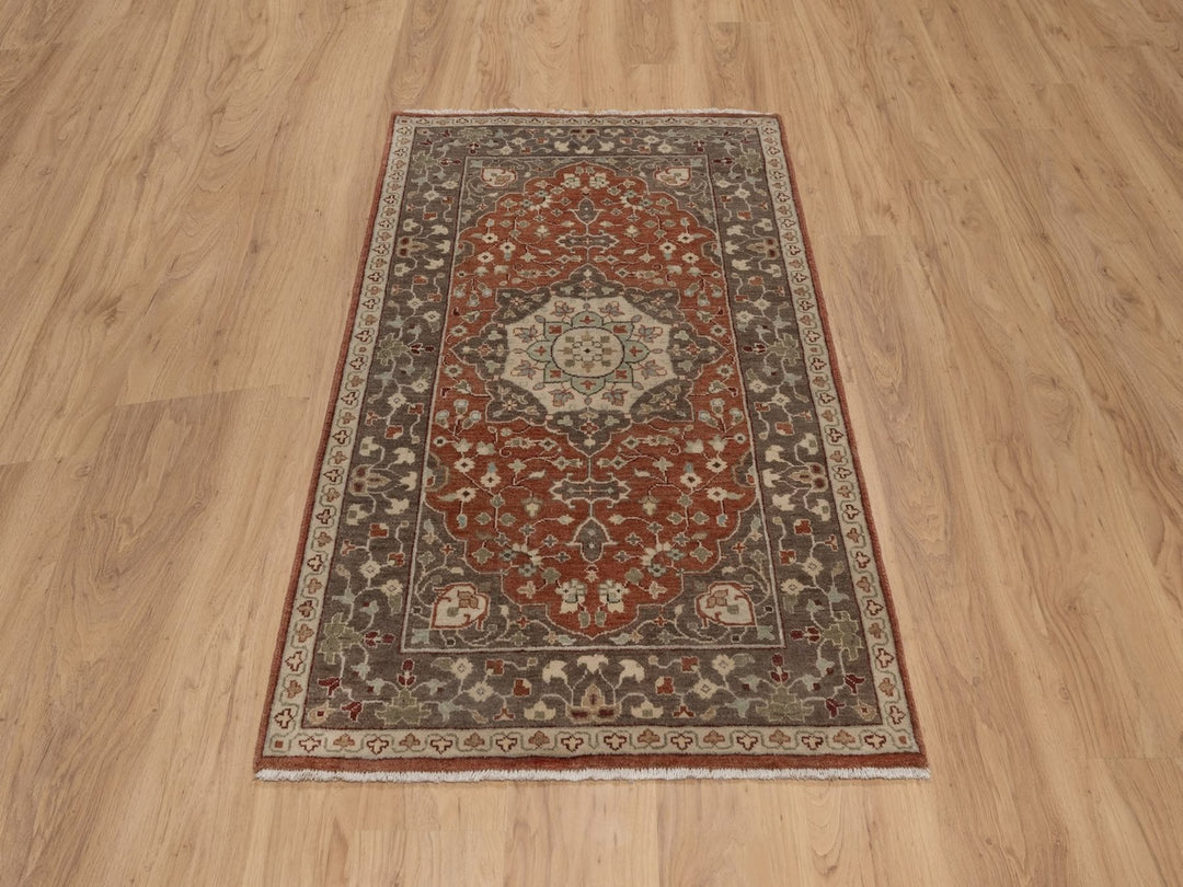 3'0" x 5'1" New Hand Knotted Red Wool Rectangle Oriental Rug - MOA10291949