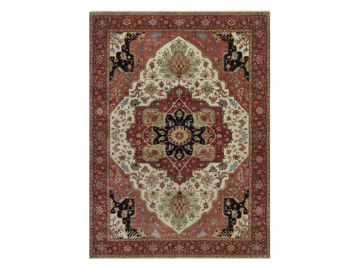 8'11" x 12'2" New Hand Knotted Ivory Wool Rectangle Oriental Rug - MOA10291950