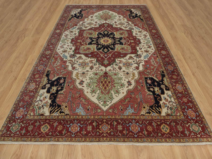 8'11" x 12'2" New Hand Knotted Ivory Wool Rectangle Oriental Rug - MOA10291950