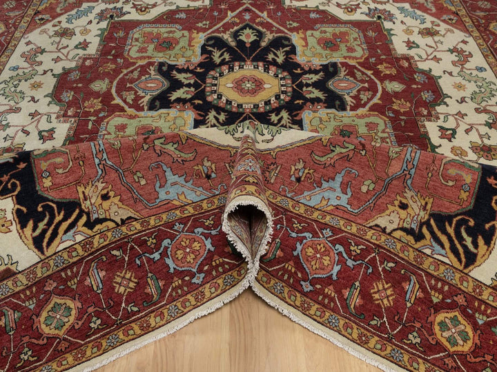 8'11" x 12'2" New Hand Knotted Ivory Wool Rectangle Oriental Rug - MOA10291950