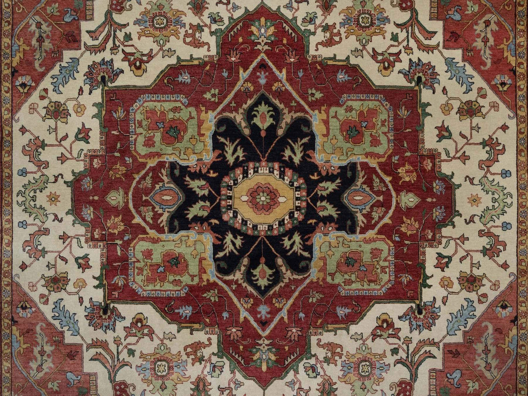 8'11" x 12'2" New Hand Knotted Ivory Wool Rectangle Oriental Rug - MOA10291950