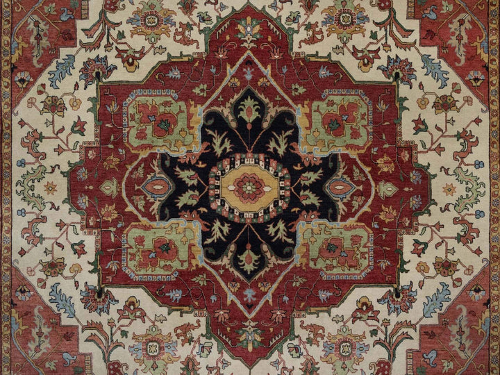 8'11" x 12'2" New Hand Knotted Ivory Wool Rectangle Oriental Rug - MOA10291950