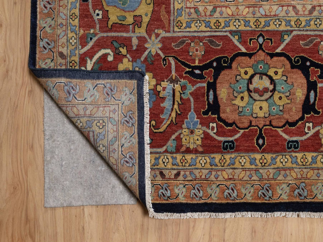 11'11" x 18'0" New Hand Knotted Blue Wool Rectangle Oriental Rug - MOA10291951