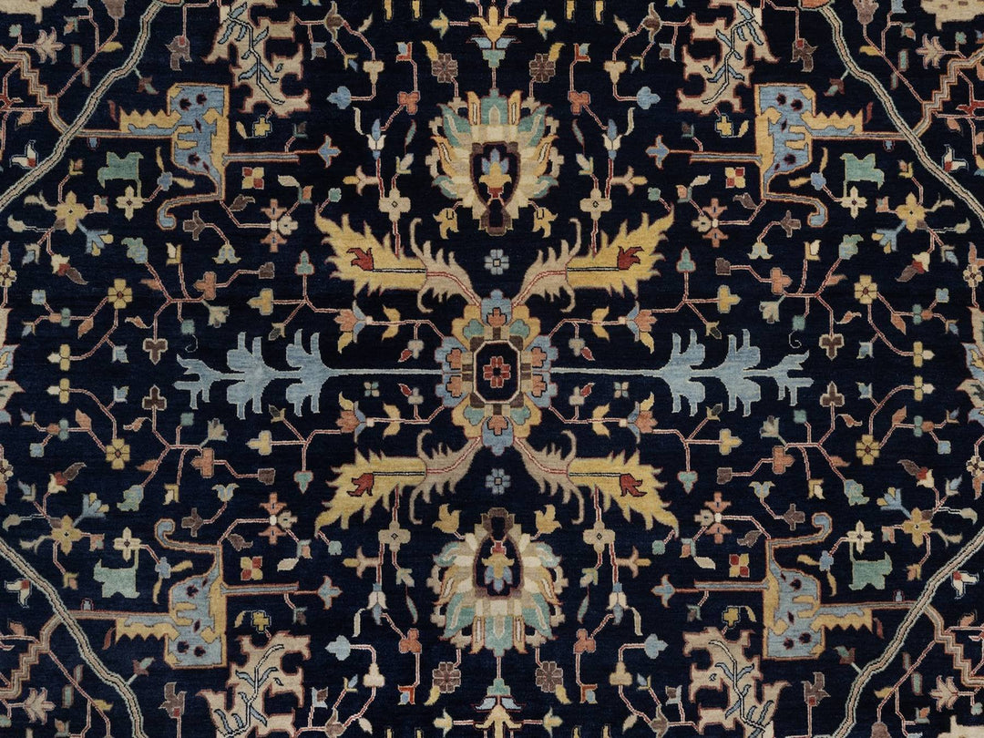 11'11" x 18'0" New Hand Knotted Blue Wool Rectangle Oriental Rug - MOA10291951