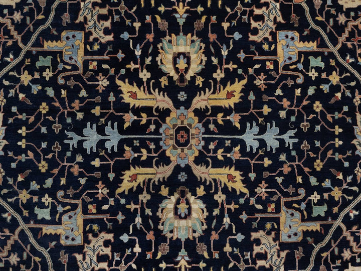 11'11" x 18'0" New Hand Knotted Blue Wool Rectangle Oriental Rug - MOA10291951