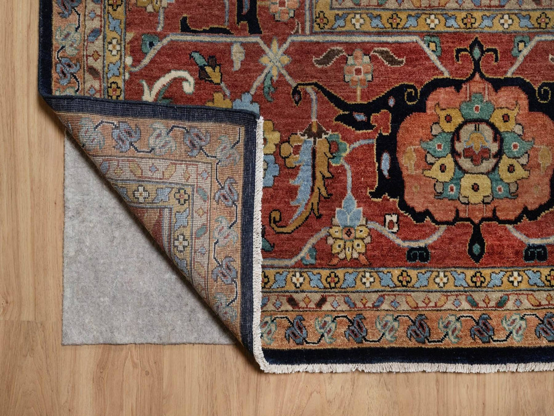 11'10" x 15'1" New Hand Knotted Blue Wool Rectangle Oriental Rug - MOA10291952