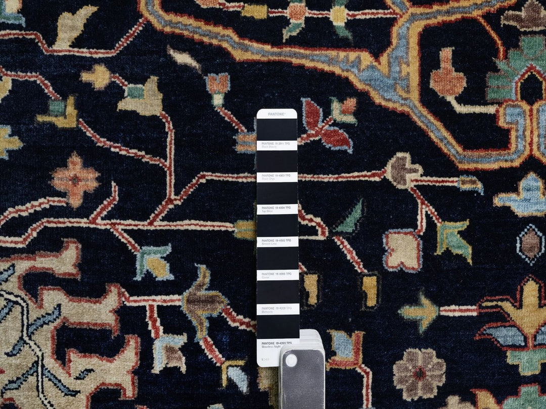 11'10" x 15'1" New Hand Knotted Blue Wool Rectangle Oriental Rug - MOA10291952