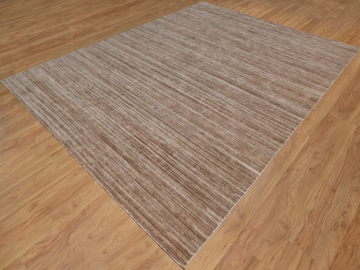 9'1" x 12'0" New Hand Loomed Brown Polyester Rectangle Oriental Rug - MOA10291953