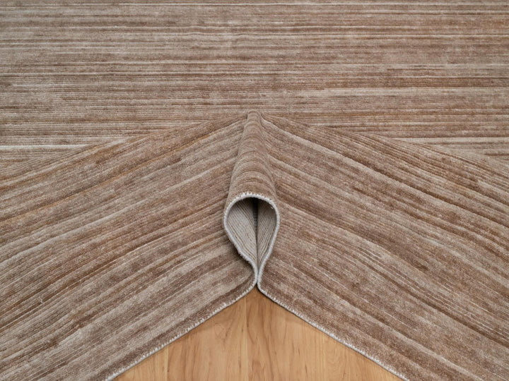 9'1" x 12'0" New Hand Loomed Brown Polyester Rectangle Oriental Rug - MOA10291953