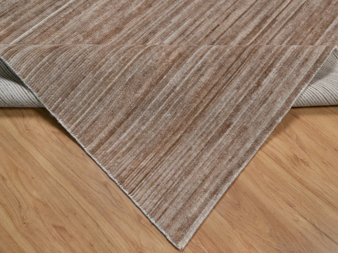 9'1" x 12'0" New Hand Loomed Brown Polyester Rectangle Oriental Rug - MOA10291953