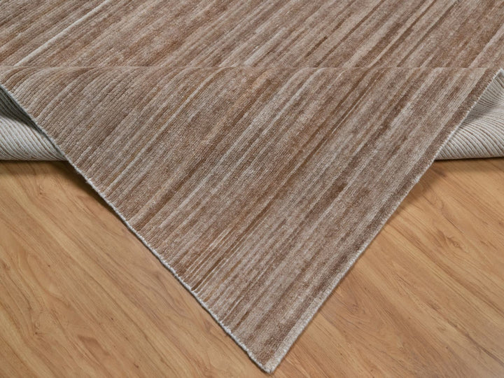 9'1" x 12'0" New Hand Loomed Brown Polyester Rectangle Oriental Rug - MOA10291953