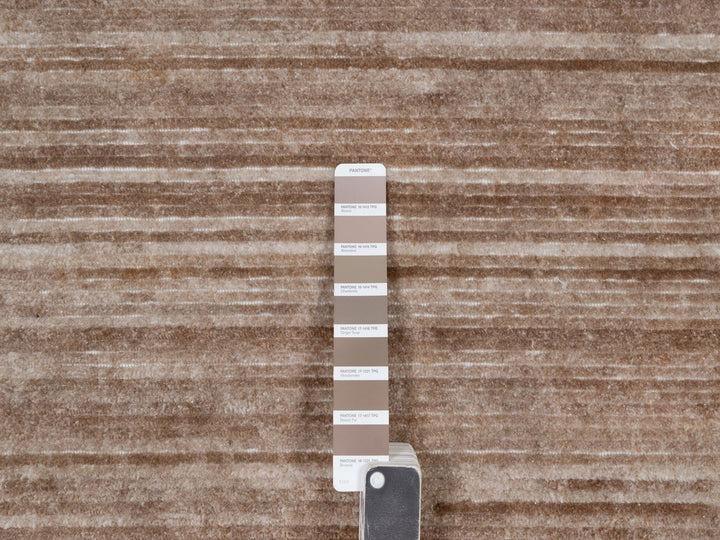 9'1" x 12'0" New Hand Loomed Brown Polyester Rectangle Oriental Rug - MOA10291953