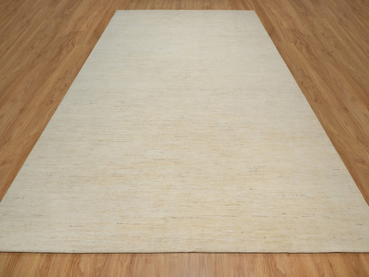 10'0" x 14'1" New Hand Knotted Ivory Wool Rectangle Oriental Rug - MOA10291954