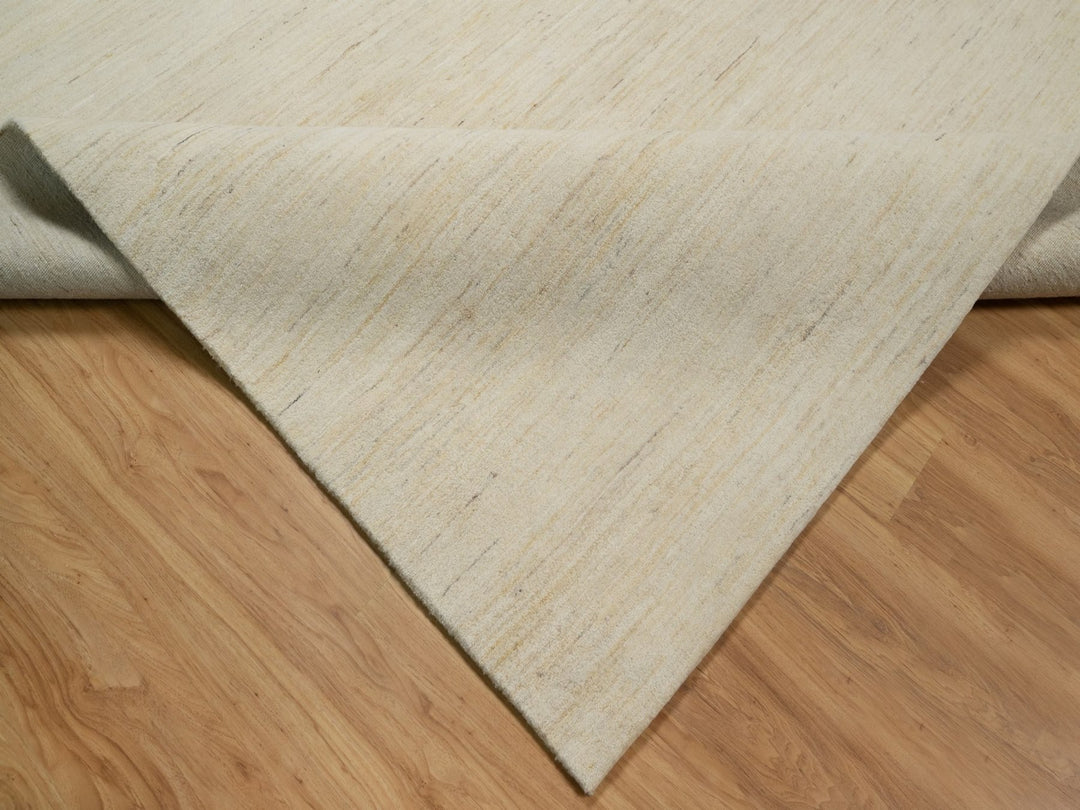 10'0" x 14'1" New Hand Knotted Ivory Wool Rectangle Oriental Rug - MOA10291954