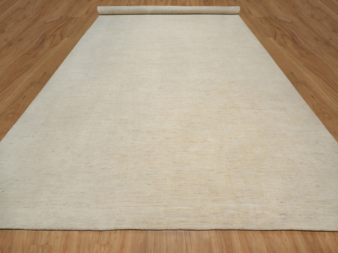 14'10" x 22'8" New Hand Knotted Ivory Wool Rectangle Oriental Rug - MOA10291955