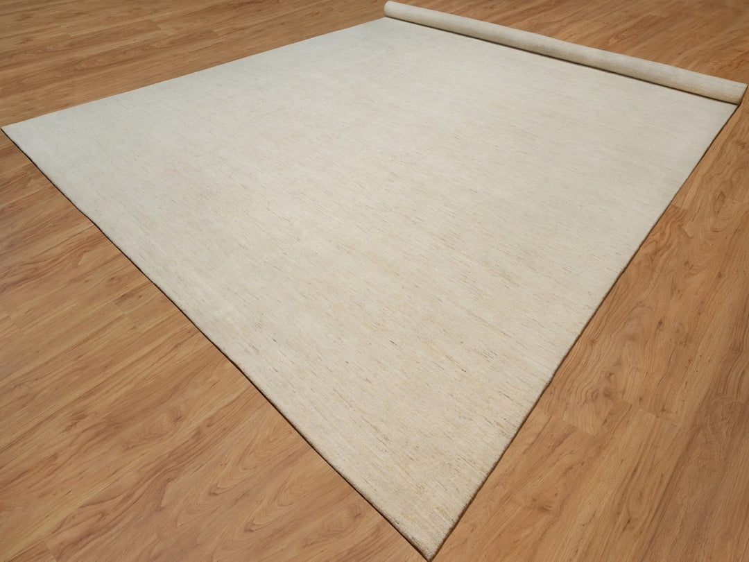 14'10" x 22'8" New Hand Knotted Ivory Wool Rectangle Oriental Rug - MOA10291955