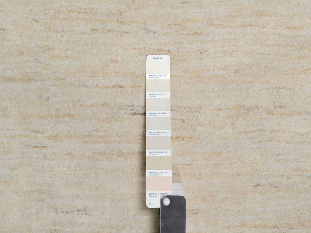 14'10" x 22'8" New Hand Knotted Ivory Wool Rectangle Oriental Rug - MOA10291955