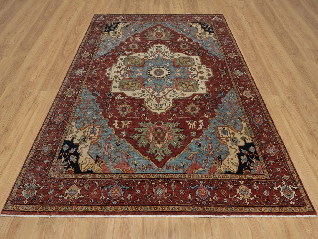 8'0" x 10'1" New Hand Knotted Red Wool Rectangle Oriental Rug - MOA10291957