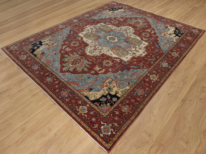 8'0" x 10'1" New Hand Knotted Red Wool Rectangle Oriental Rug - MOA10291957