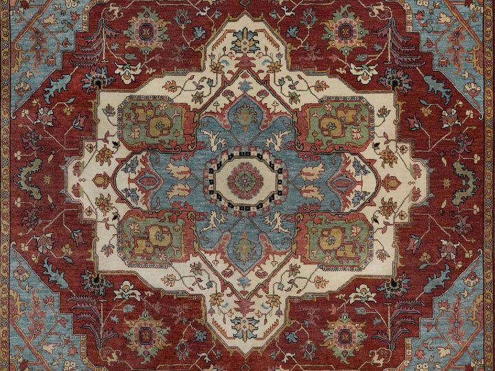 8'0" x 10'1" New Hand Knotted Red Wool Rectangle Oriental Rug - MOA10291957
