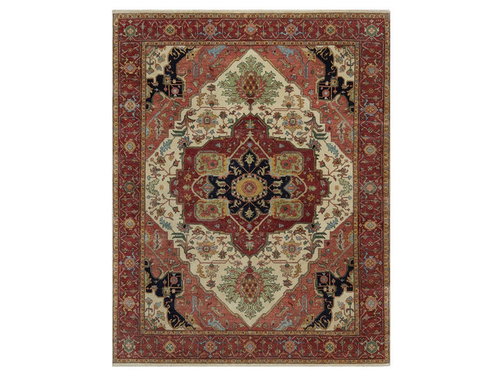 8'0" x 10'2" New Hand Knotted Ivory Wool Rectangle Oriental Rug - MOA10291958