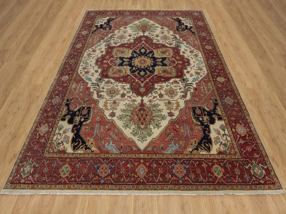 8'0" x 10'2" New Hand Knotted Ivory Wool Rectangle Oriental Rug - MOA10291958