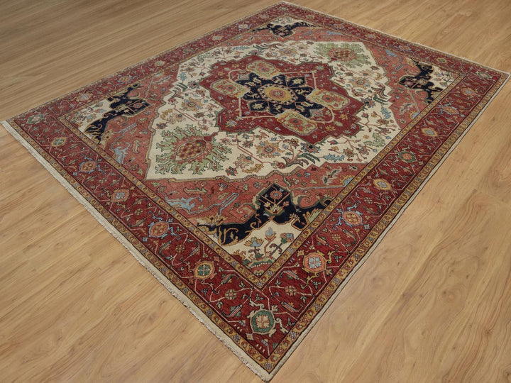 8'0" x 10'2" New Hand Knotted Ivory Wool Rectangle Oriental Rug - MOA10291958