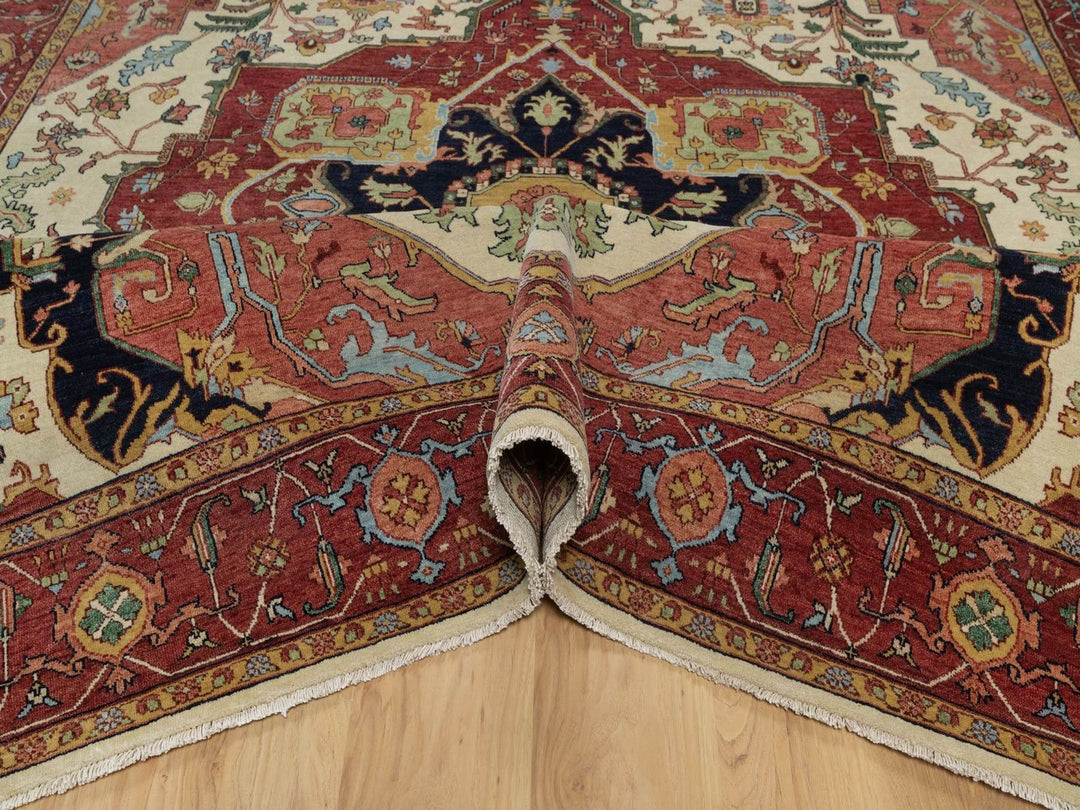 8'0" x 10'2" New Hand Knotted Ivory Wool Rectangle Oriental Rug - MOA10291958