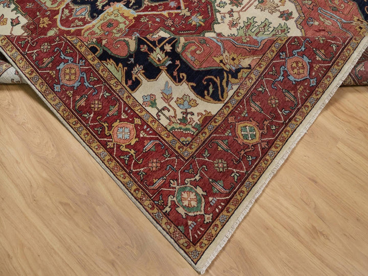 8'0" x 10'2" New Hand Knotted Ivory Wool Rectangle Oriental Rug - MOA10291958