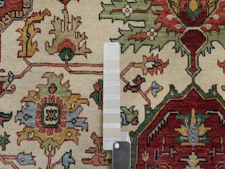 8'0" x 10'2" New Hand Knotted Ivory Wool Rectangle Oriental Rug - MOA10291958
