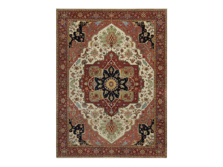 9'0" x 12'1" New Hand Knotted Ivory Wool Rectangle Oriental Rug - MOA10291959