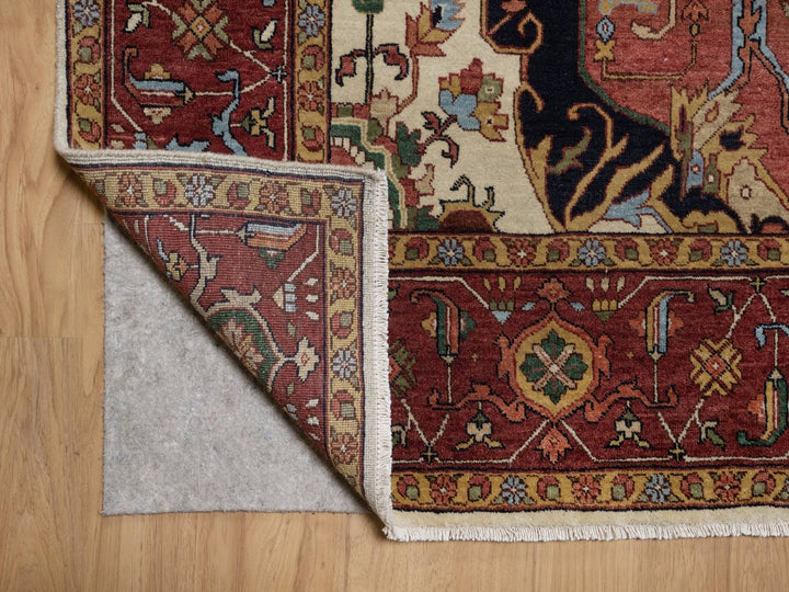 9'0" x 12'1" New Hand Knotted Ivory Wool Rectangle Oriental Rug - MOA10291959