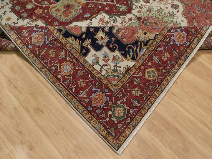 9'0" x 12'1" New Hand Knotted Ivory Wool Rectangle Oriental Rug - MOA10291959