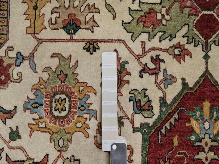 9'0" x 12'1" New Hand Knotted Ivory Wool Rectangle Oriental Rug - MOA10291959
