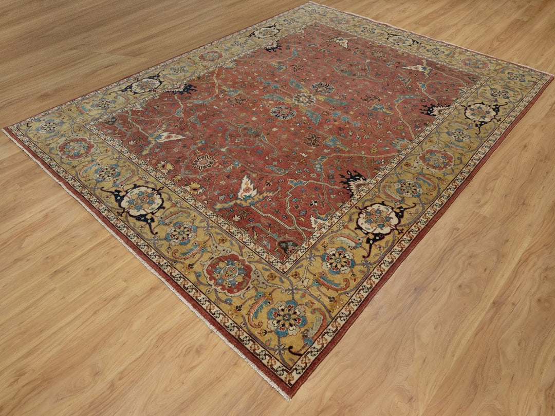7'11" x 10'2" New Hand Knotted Red Wool Rectangle Oriental Rug - MOA10291960