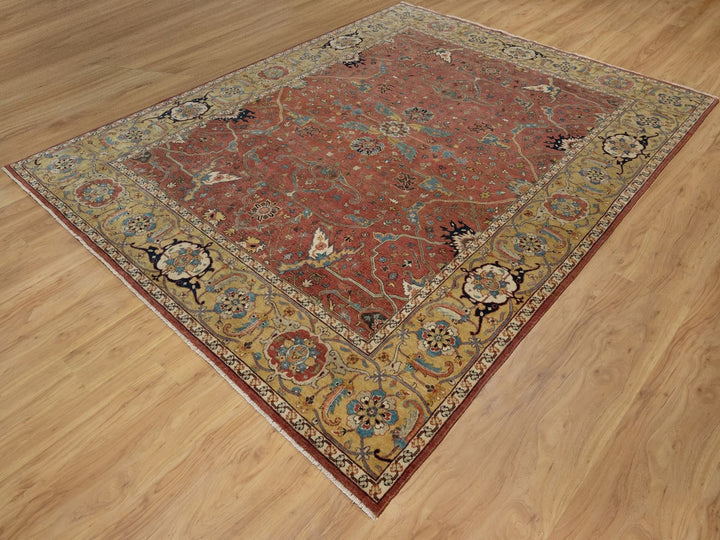 7'11" x 10'2" New Hand Knotted Red Wool Rectangle Oriental Rug - MOA10291960