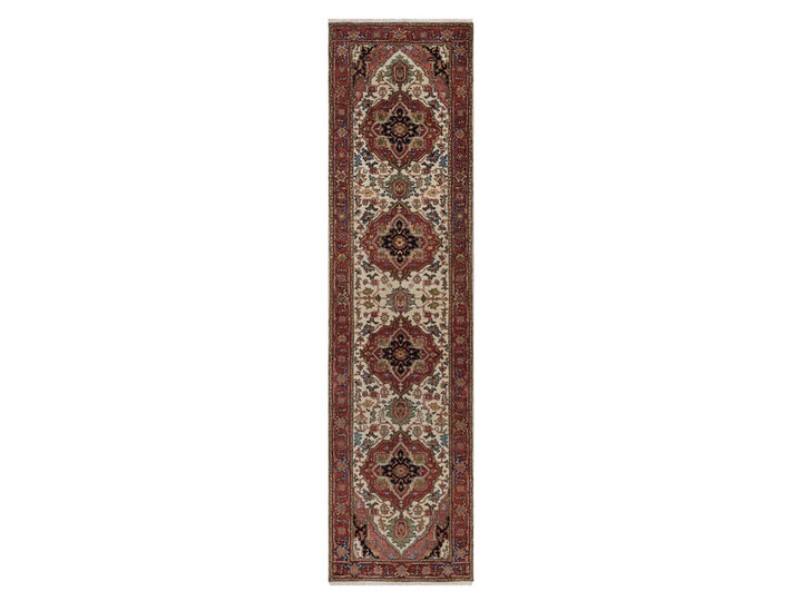 2'7" x 10'1" New Hand Knotted Ivory Wool Runner Oriental Rug - MOA10291961